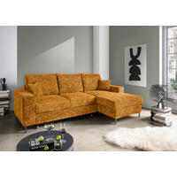 ECKSCHLAFSOFA  mit Rücken echt Struktur Goldfarben  - Goldfarben/Schwarz, KONVENTIONELL, Textil/Metall (237/143cm) - Livetastic
