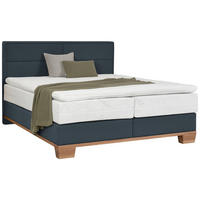 BOXSPRINGBETT 200/200 cm  Eichefarben, Dunkelblau  - Eichefarben/Dunkelblau, Natur, Holz/Textil (200/200cm) - Valnatura