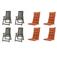 GARTENSTUHL-SET Kunststoff, Textil Grau, Terracotta  - Terracotta/Grau, MODERN, Kunststoff/Textil (72/61/110cm) - Gardenson