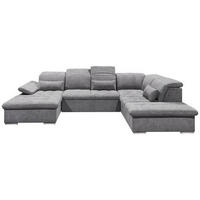 WOHNLANDSCHAFT Grau Mikrovelours  - Dunkelgrau/Silberfarben, KONVENTIONELL, Kunststoff/Textil (188/340/240cm) - MID.YOU