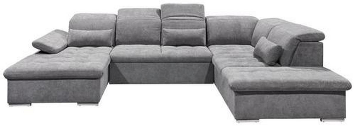WOHNLANDSCHAFT Grau Mikrovelours  - Dunkelgrau/Silberfarben, KONVENTIONELL, Kunststoff/Textil (188/340/240cm) - MID.YOU