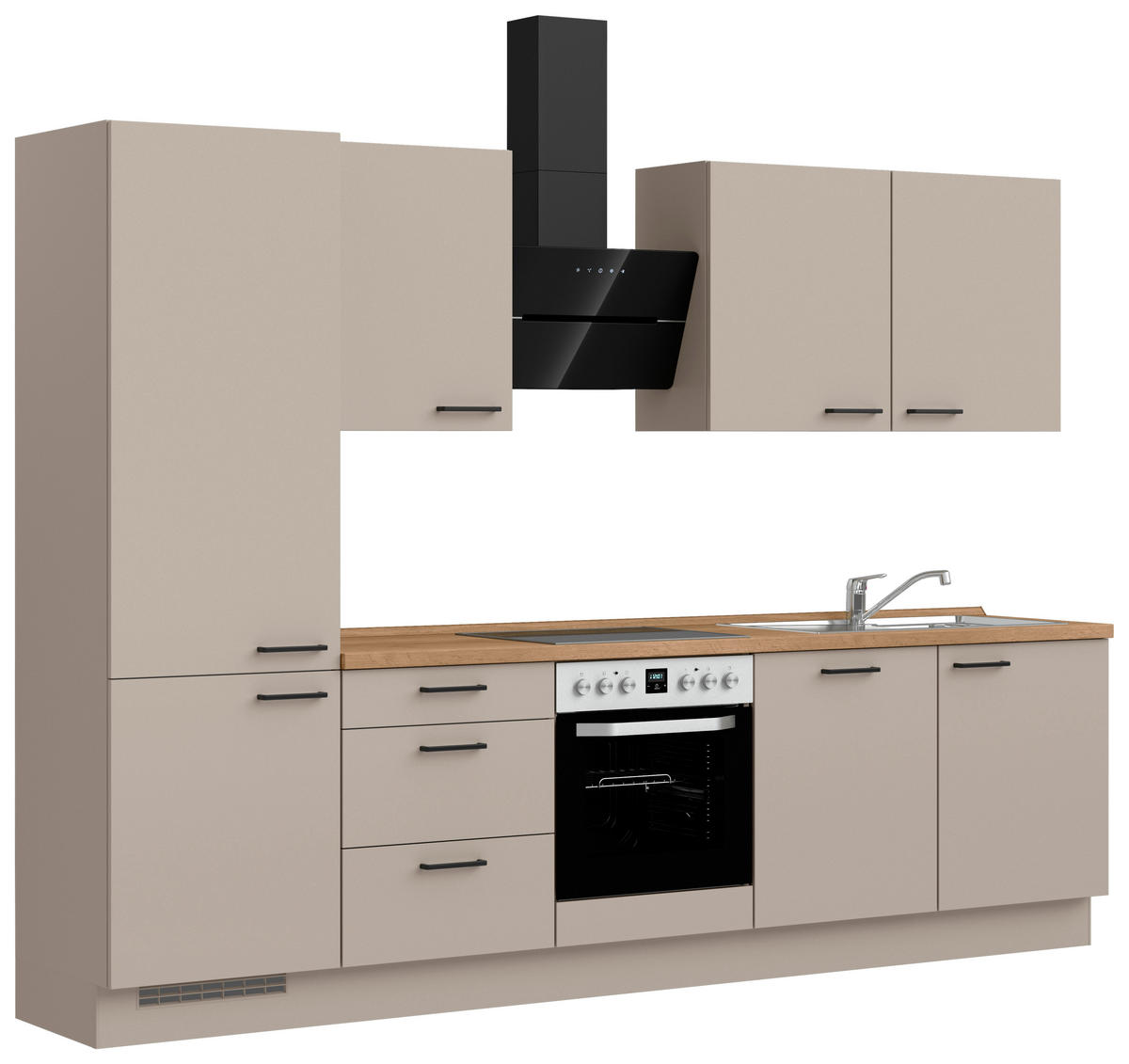 KÜCHENBLOCK Easytouch 300 cm  in Eichefarben, Sandfarben  - Sandfarben/Eichefarben, MODERN, Holzwerkstoff/Metall (300cm) - Nobilia
