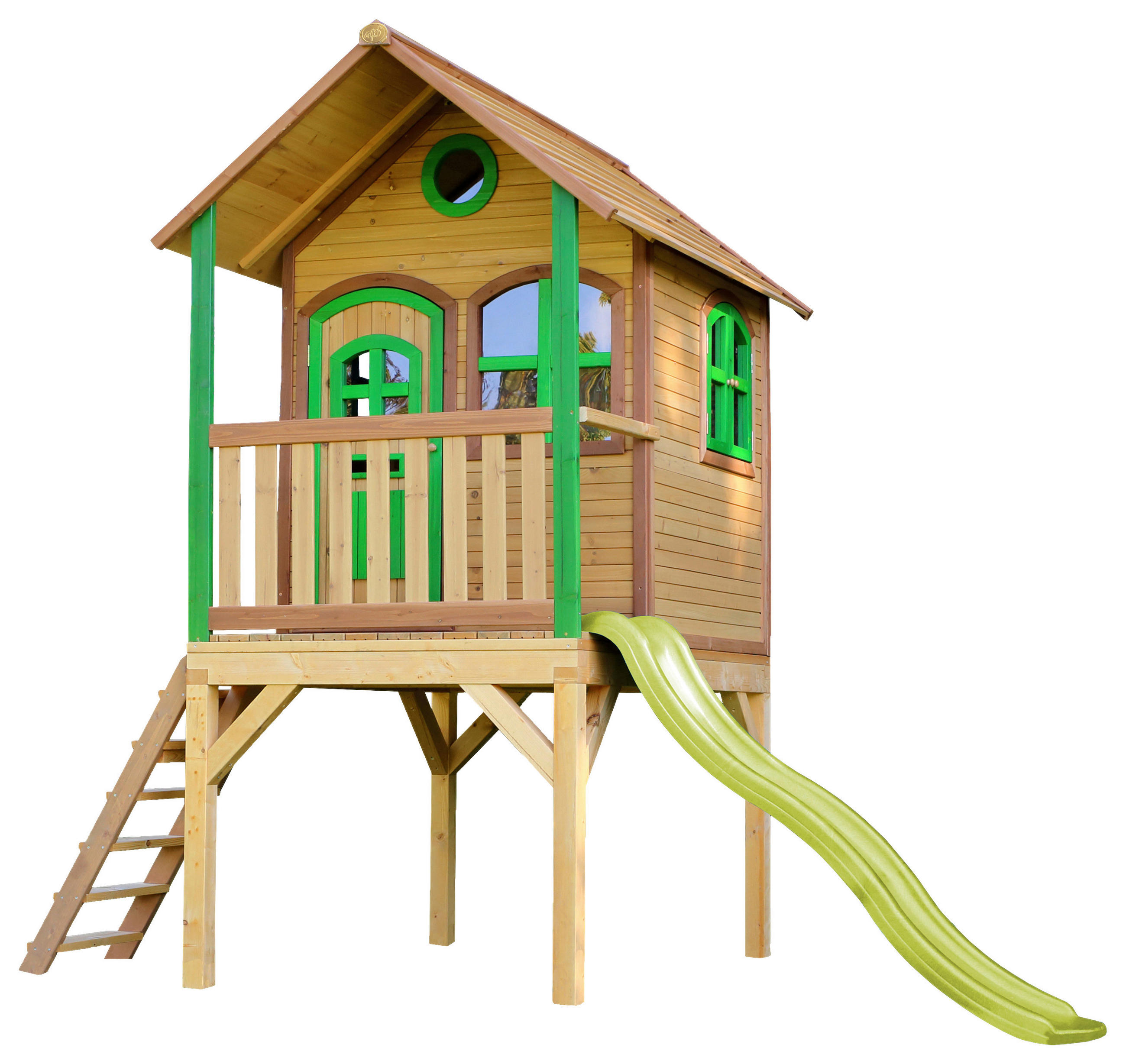 SPIELHAUS 318/272/191 cm  - Braun/Hellgrün, Konventionell, Holz (318/272/191cm)