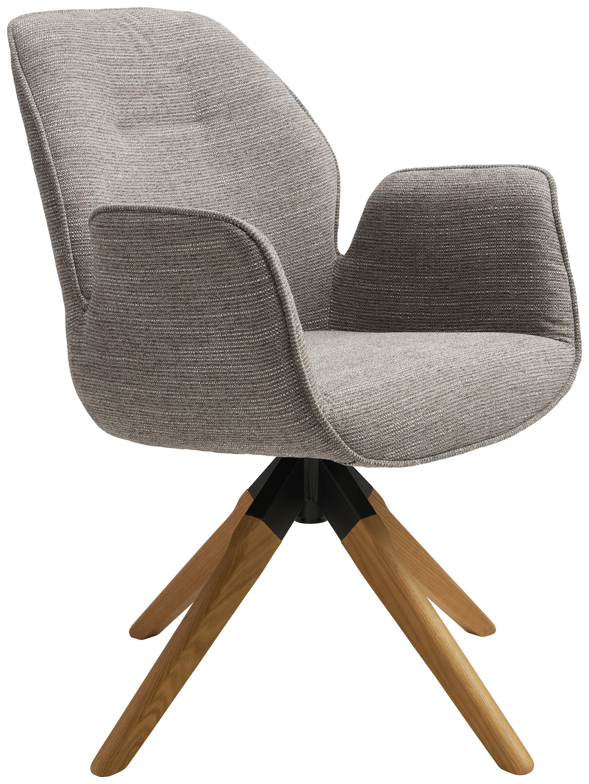 SCAUN CU BRAȚE in gri, culoare natur  - culoare natur/gri, Modern, lemn/textil (61/84/62cm) - MID.YOU