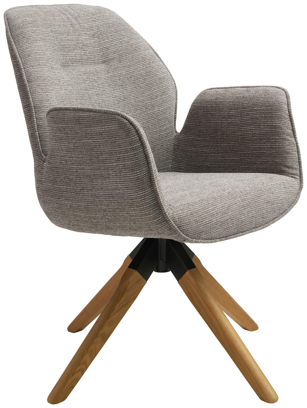 SCAUN CU BRAȚE in gri, culoare natur  - culoare natur/gri, Modern, lemn/textil (61/84/62cm) - MID.YOU