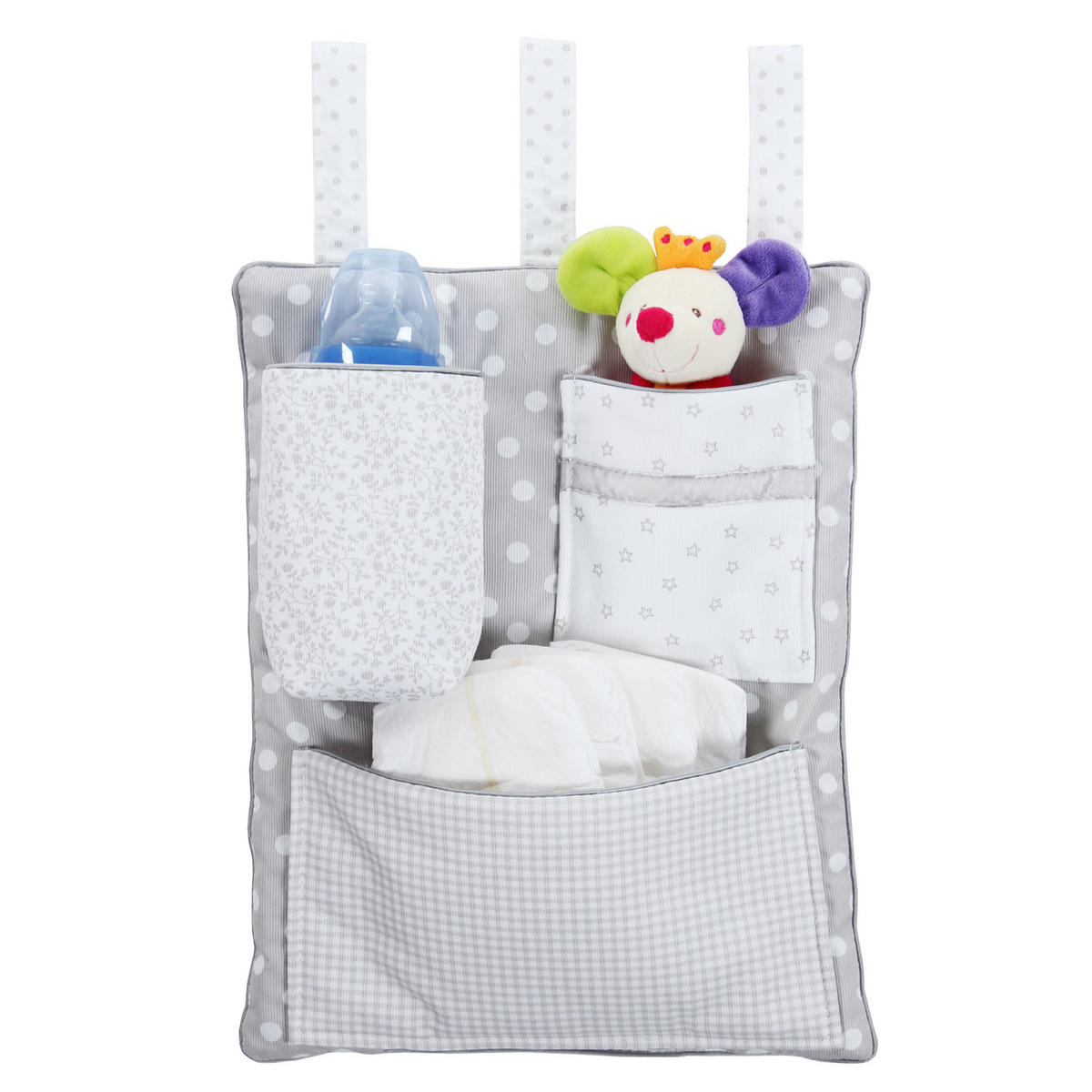 BETTTASCHE - Weiß/Grau, Basics, Textil (28/39/2,5cm) - Babybay