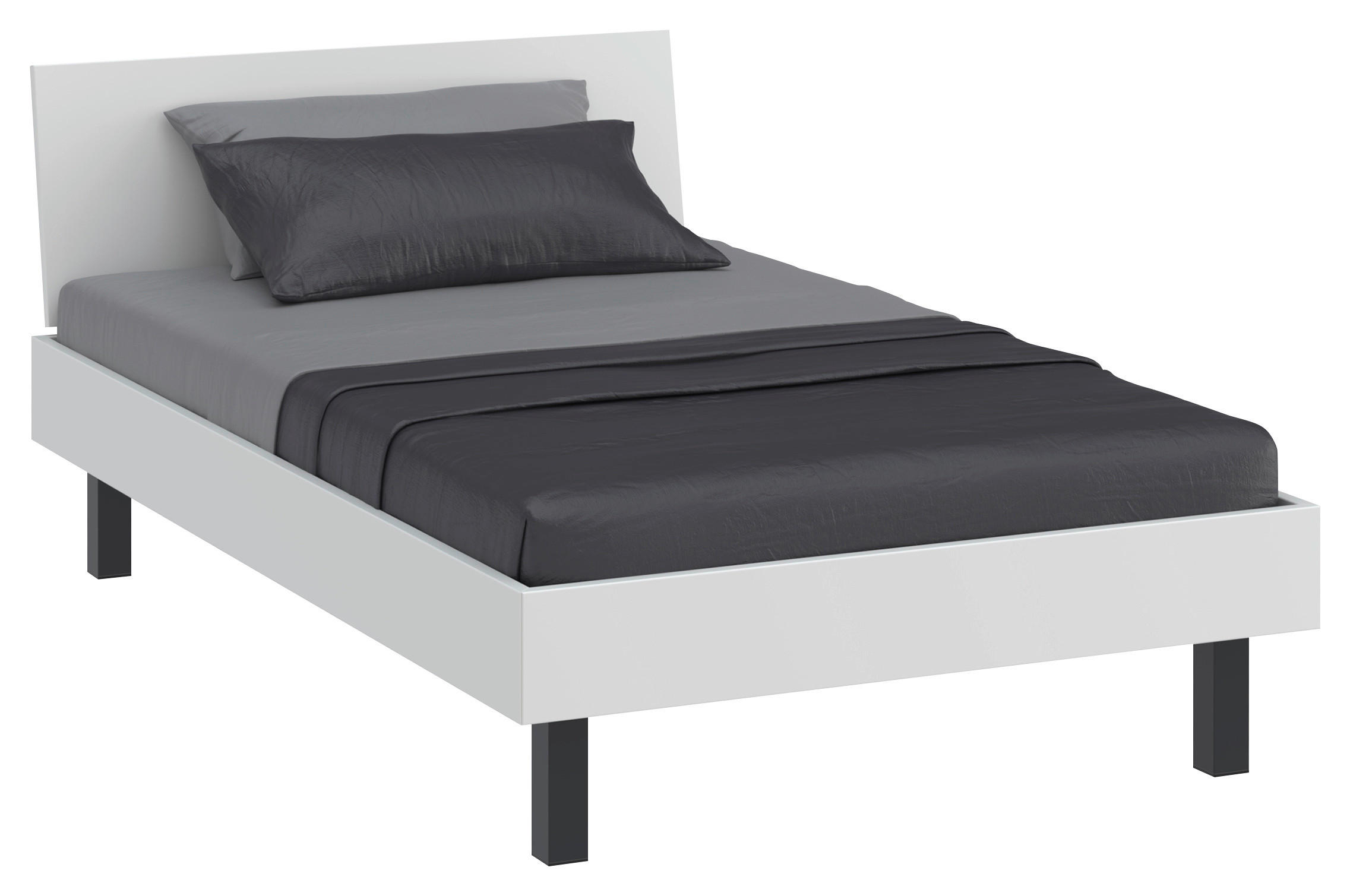 BETT 90/200 cm in Weiß - Schwarz/Weiß, Design, Holzwerkstoff/Metall (90/200cm) - Xora