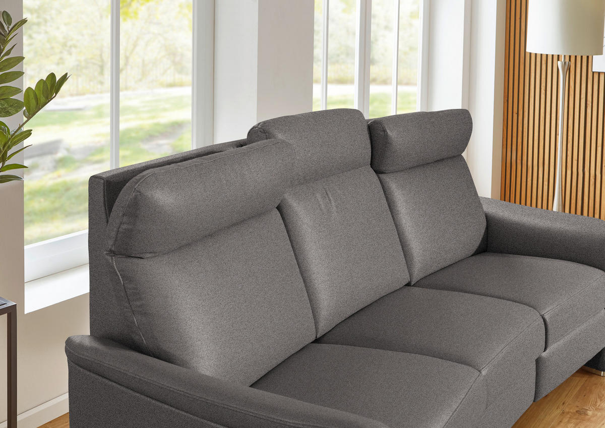 2-SITZER-SOFA  in Flachgewebe Dunkelbraun  - Dunkelbraun/Alufarben, KONVENTIONELL, Textil/Metall (156/107/95cm) - Beldomo Comfort