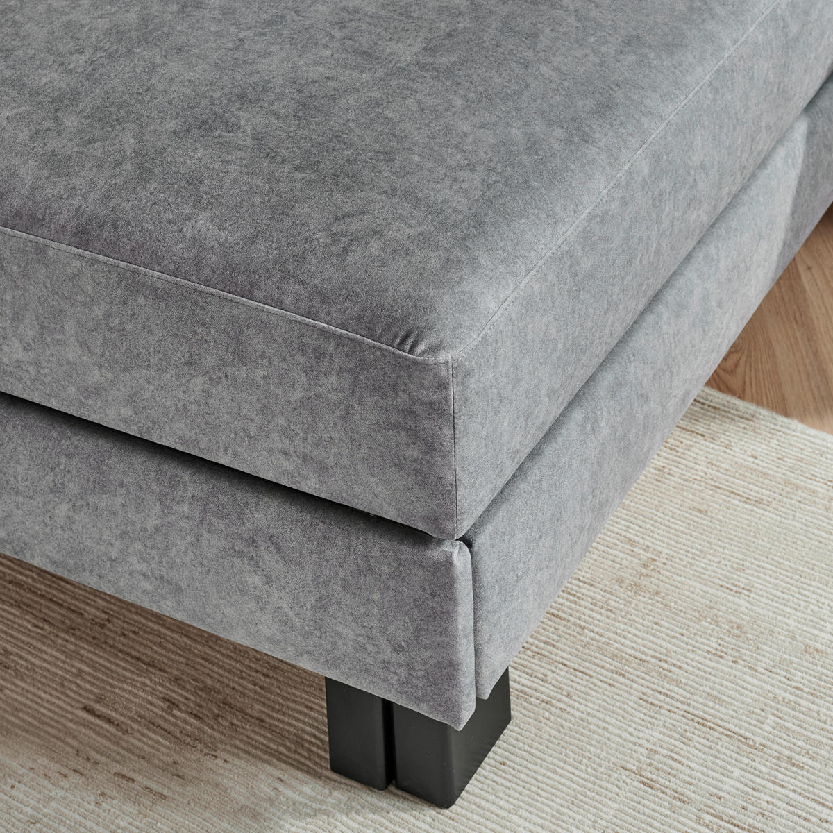 LIEGE in Velours Grau  - Eiche dunkel/Grau, MODERN, Holz/Textil (137/72/155cm) - Joka