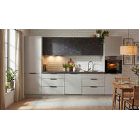 KÜCHENBLOCK 340 cm  in Grau  - Schwarz/Grau, Design, Holzwerkstoff/Metall (340cm) - P & B