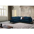 ECKSOFA in Samt Dunkelblau  - Schwarz/Dunkelblau, Design, Textil/Metall (200/241cm) - Carryhome