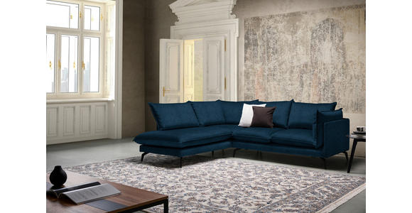 ECKSOFA in Samt Dunkelblau  - Schwarz/Dunkelblau, Design, Textil/Metall (200/241cm) - Carryhome