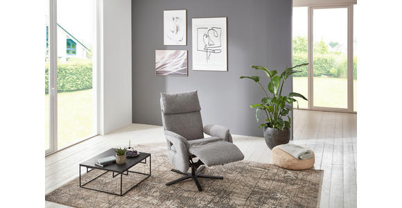 FERNSEHSESSEL  mit Relaxfunktion Struktur Grau  - Schwarz/Grau, MODERN, Textil/Metall (73/115/85cm) - Cantus