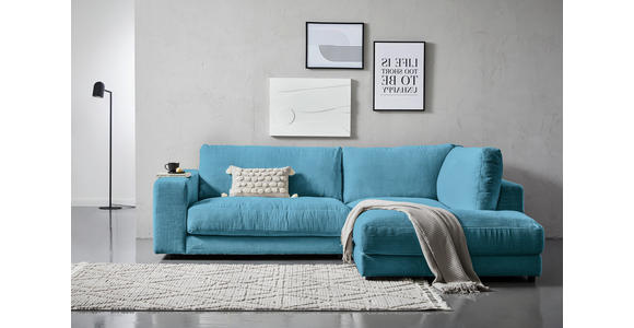 ECKSOFA  in Cord Petrol  265/224 cm  - Petrol/Schwarz, Design, Kunststoff/Textil (265/224cm) - Hom`in