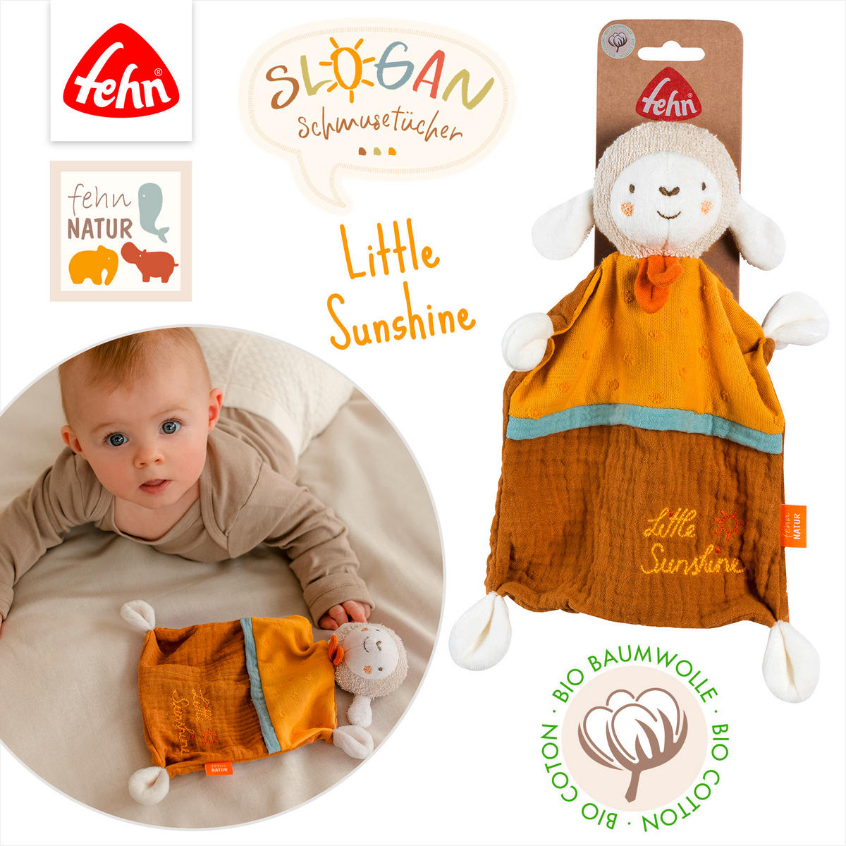 SCHMUSETUCH - Senfgelb, Basics, Textil (26/21/5cm) - Fehn