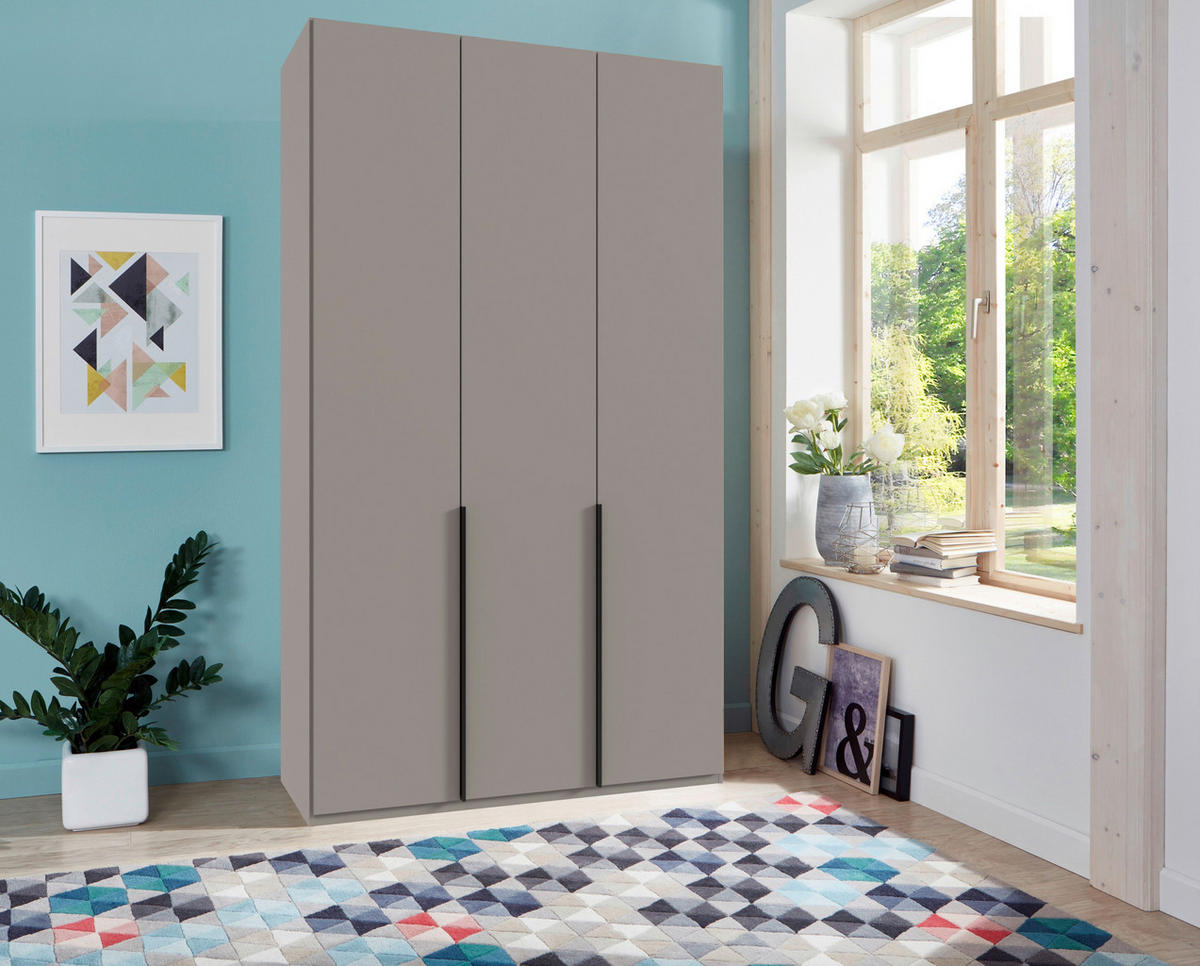 DREHTÜRENSCHRANK in Grau, Sahara  - Schwarz/Grau, Modern, Holzwerkstoff/Metall (135/236/58cm) - MID.YOU