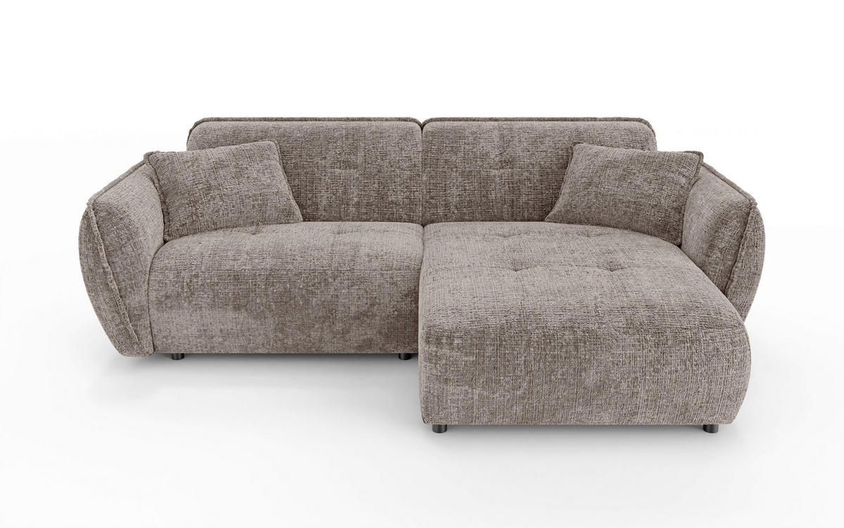 ECKSOFA Nelia Braun Chenille  - Schwarz/Braun, Design, Kunststoff/Textil (252/155cm) - P & B