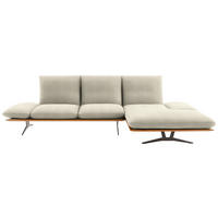 ECKSOFA Flachgewebe Beige  - Beige/Schwarz, Design, Holz/Textil (314/159cm) - Dieter Knoll