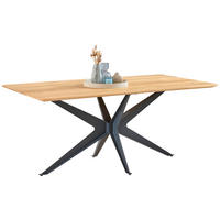 ESSTISCH Holz, Metall 180/95/76 cm  - Wildeiche/Schwarz, Design, Holz/Metall (180/95/76cm) - Dieter Knoll