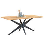 ESSTISCH in Holz, Metall 180/95/76 cm  - Wildeiche/Schwarz, Design, Holz/Metall (180/95/76cm) - Dieter Knoll