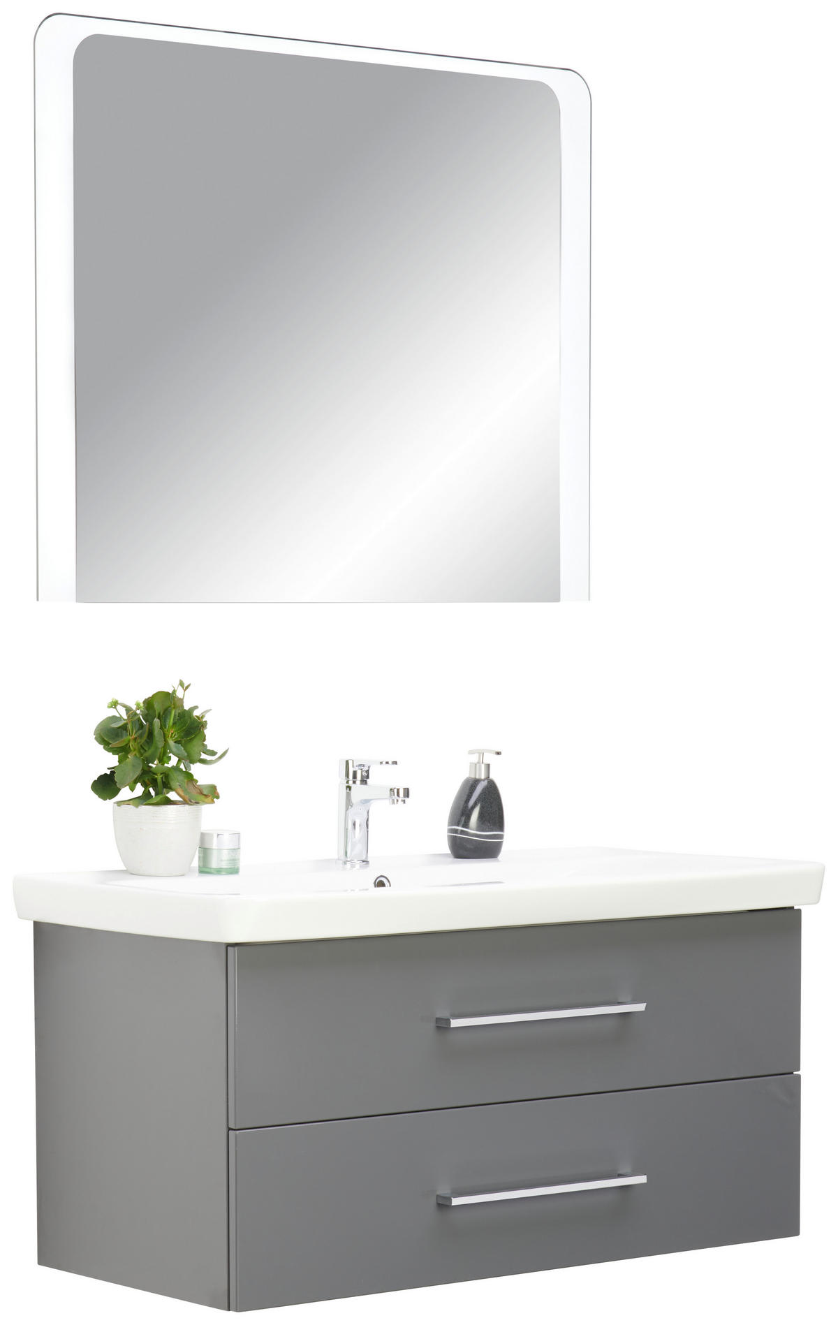 BADEZIMMER  in 107,5 cm  - Anthrazit/Weiß, MODERN, Glas/Keramik (107,5cm) - Voleo