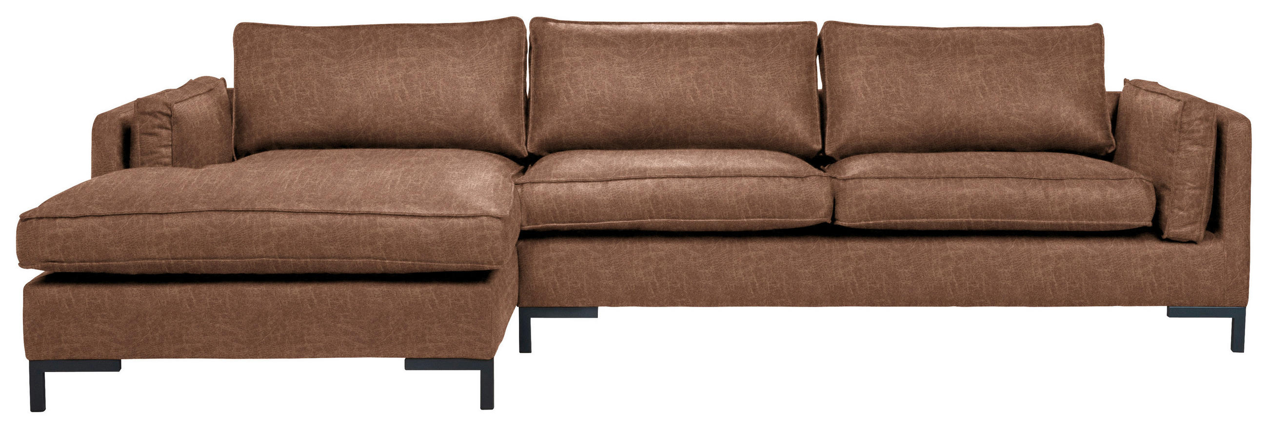 HÖRNSOFFA i läderimitation brun  - brun/svart, Design, metall/textil (160/295cm) - Livetastic