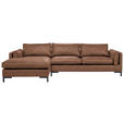 ECKSOFA in Lederlook Braun  160/295 cm  - Schwarz/Braun, Design, Textil/Metall (160/295cm) - Hom`in