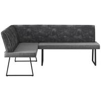 ECKBANK Mikrofaser, Leinenoptik Dunkelgrau Pappel Sperrholz   - Dunkelgrau/Schwarz, KONVENTIONELL, Holz/Textil (155/205/89/62cm) - MID.YOU