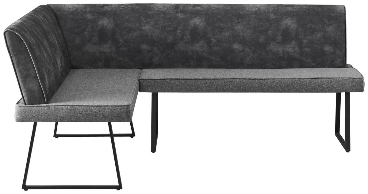 ECKBANK Mikrofaser, Leinenoptik Dunkelgrau Pappel Sperrholz   - Dunkelgrau/Schwarz, KONVENTIONELL, Holz/Textil (155/205/89/62cm) - MID.YOU