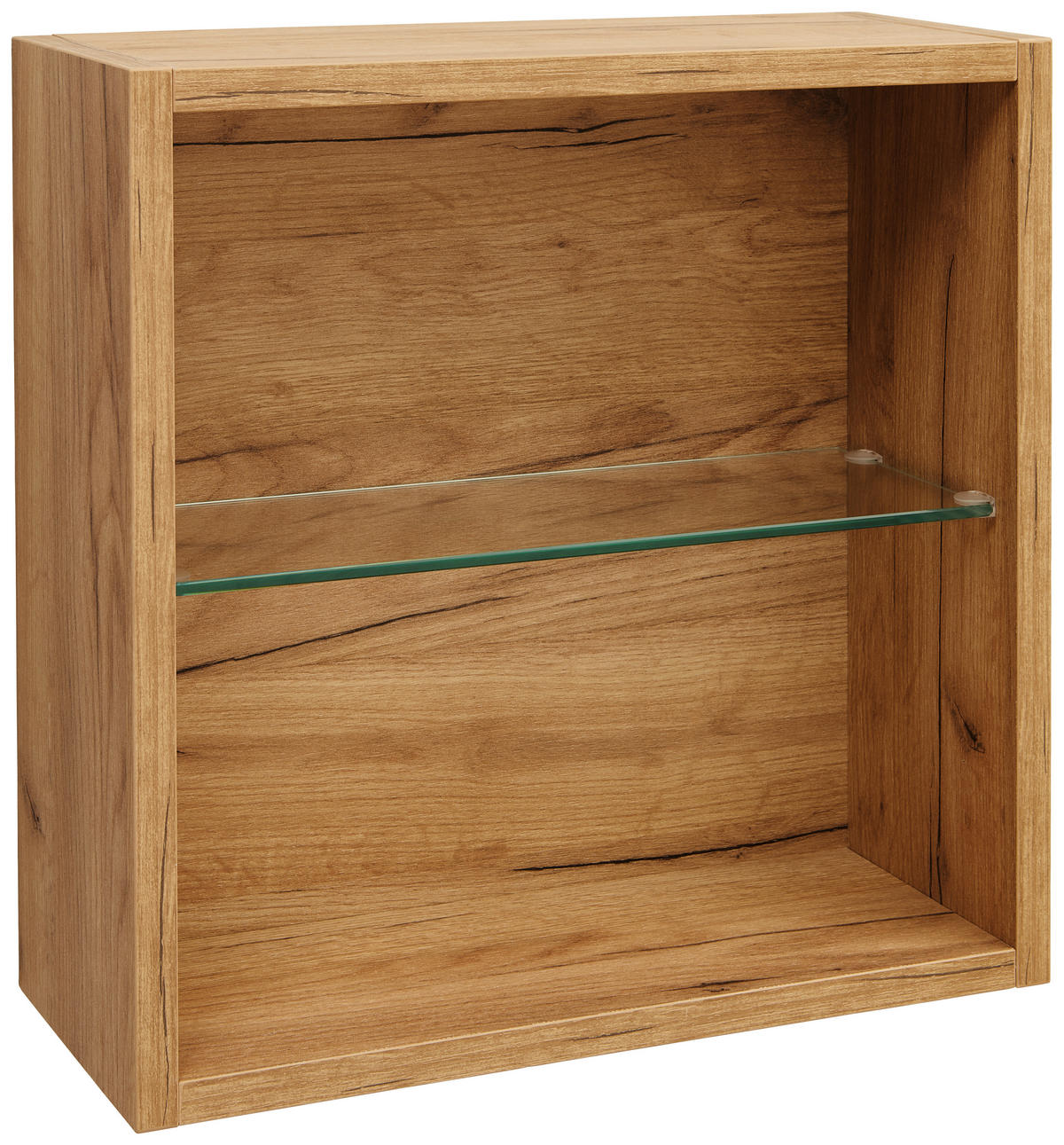 BADEZIMMERREGAL 45/45/18,8 cm  - Eichefarben, Design, Glas/Holz (45/45/18,8cm) - Dieter Knoll