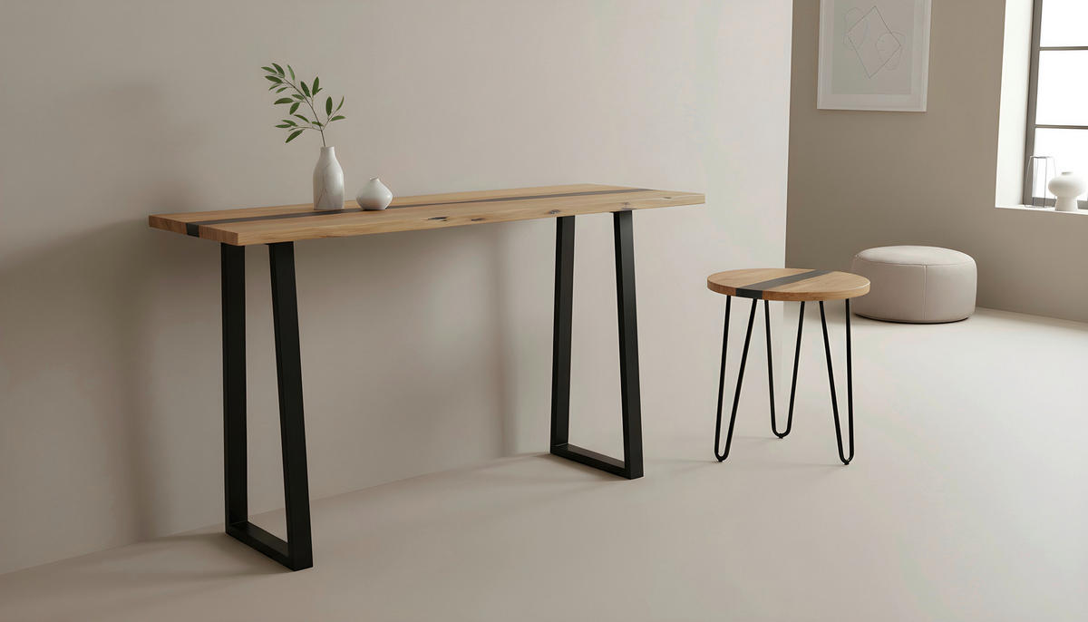 KONSOLENTISCH Holz, Metall, Kunststoff 120/37/78 cm   - Schwarz/Akaziefarben, Lifestyle, Holz/Kunststoff (120/37/78cm) - Landscape