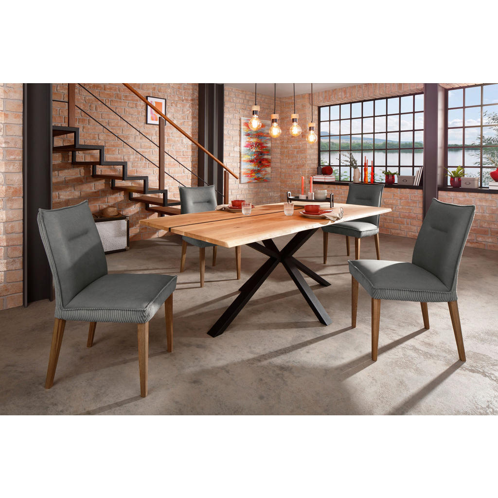 Thumbnail - Livetastic Esstisch Epoxidharz, Braun, Holz, Wildeiche, massiv, rechteckig, Sternfuß, 100x75x200 cm, Esszimmer, Tische, ...