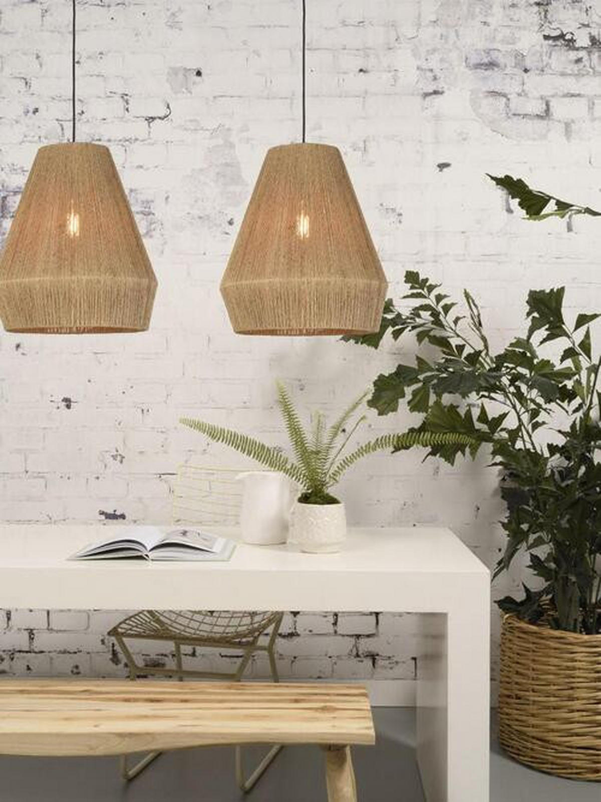 HÄNGLAMPA GOOD&MOJO 40/47 cm  - ljusbrun/svart, Natur, plast/naturmaterial (40/47cm) - Good & Mojo