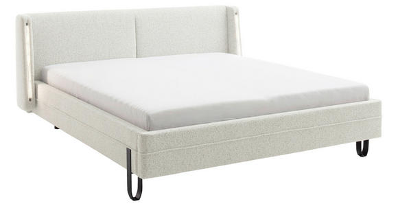 POLSTERBETT Beleuchtung 180/200 cm in Creme - Creme/Schwarz, MODERN, Textil/Metall (180/200cm) - Novel
