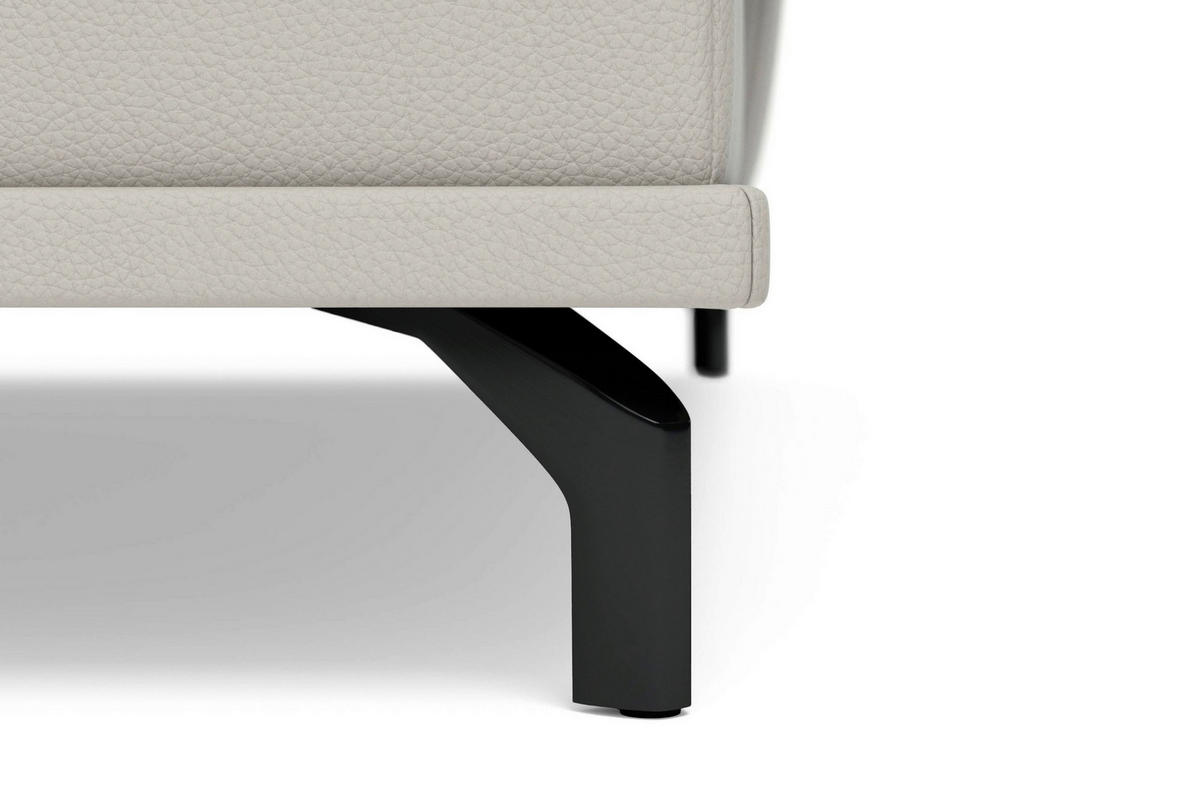 ECKSOFA COSTELLO E Hellgrau Echtleder Nierenkissen, Armteilverstellung, Sitztiefenverstellung  - Hellgrau/Schwarz, Basics, Leder/Textil (301/176cm) - Sit & More
