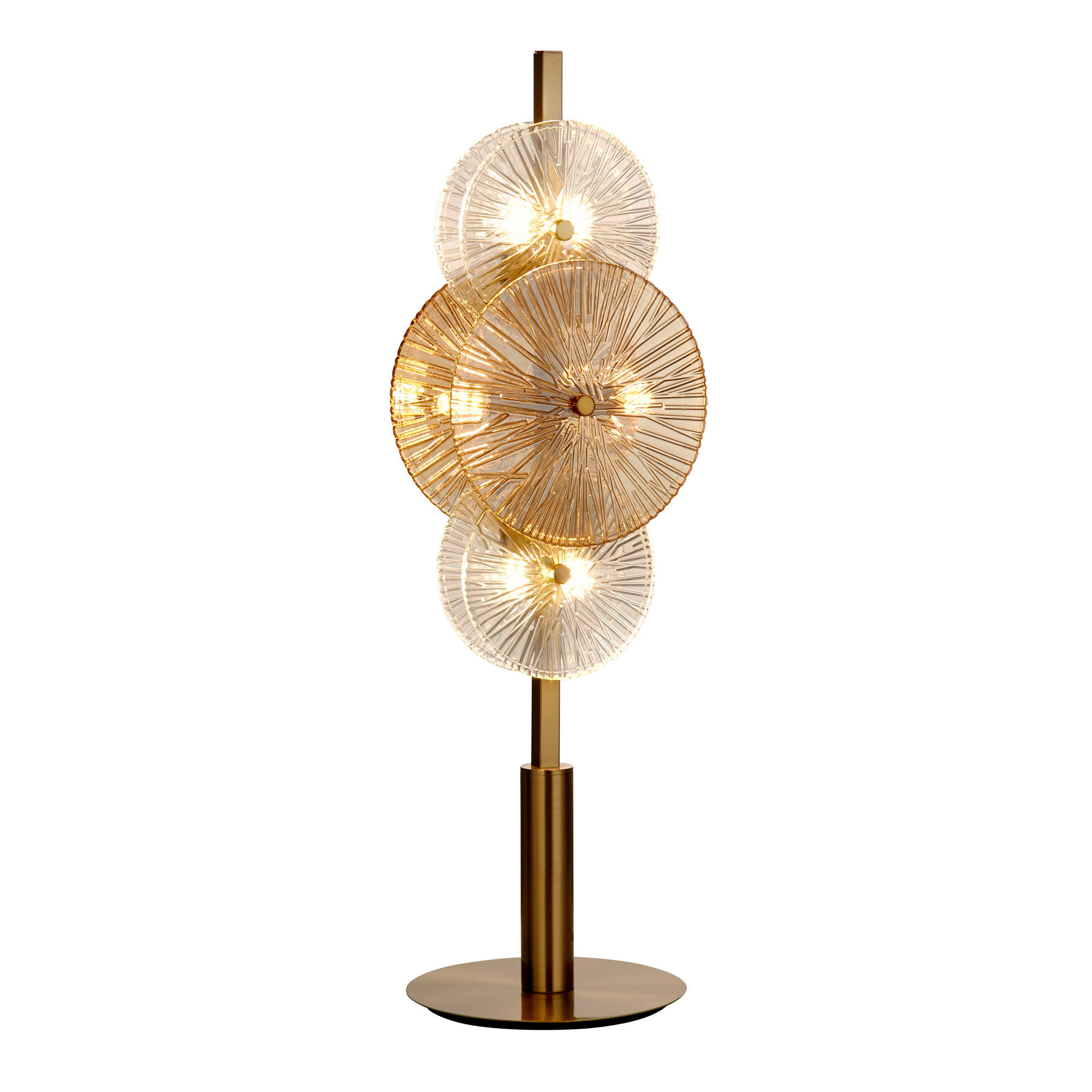 TISCHLEUCHTE Wagon Wheel 20/66 cm   - Messingfarben, LIFESTYLE, Glas/Metall (20/66cm) - Searchlight