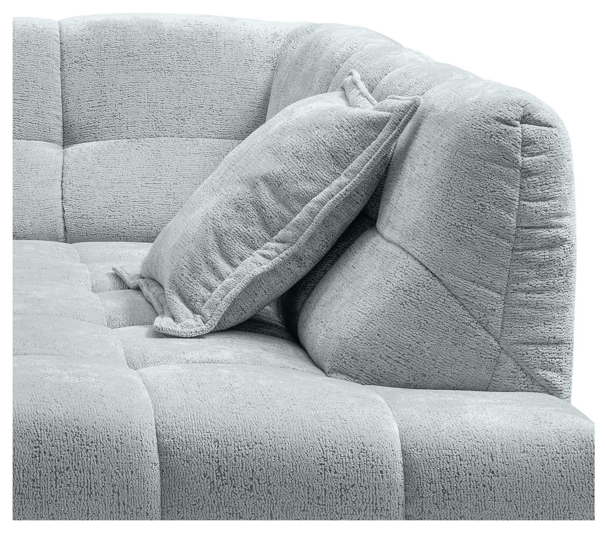 ECKSOFA Chenille Hellblau  - Schwarz/Hellblau, Modern, Kunststoff/Textil (254/203cm) - Livetastic