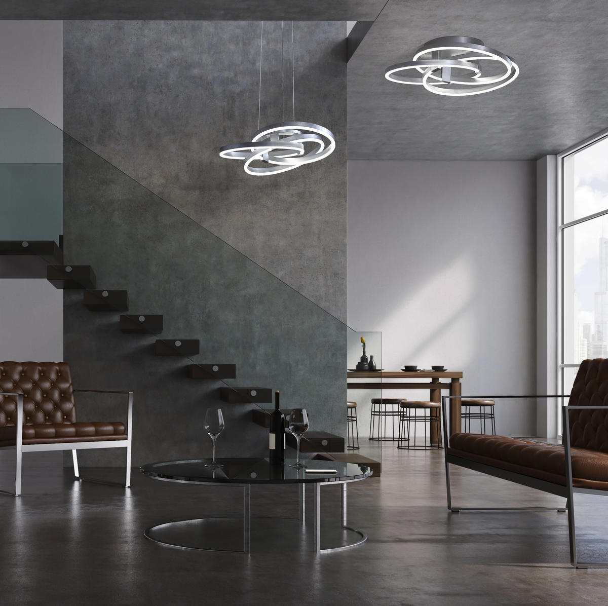 LED-DECKENLEUCHTE  Smart 55/18 cm   - Alufarben, Design, Kunststoff/Metall (55/18cm) - Näve