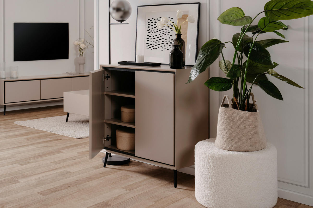 KOMMODE 90/90/38 cm  in Schwarz, Sandfarben  - Sandfarben/Schwarz, Modern, Holzwerkstoff/Kunststoff (90/90/38cm) - Livetastic