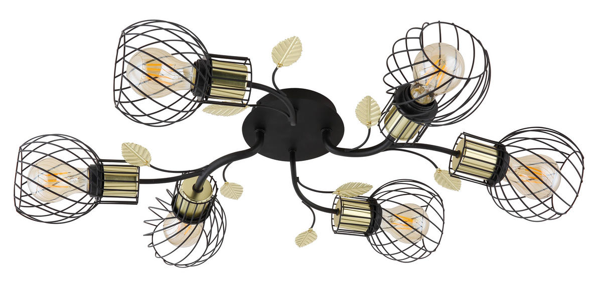 MENNYEZETI LÁMPA - fekete/sárgarézszínű, Basics, fém (71/54/16,5cm) - Globo