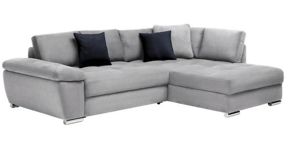 ECKSOFA in Webstoff Hellgrau  - Chromfarben/Silberfarben, Design, Kunststoff/Textil (276/212cm) - Carryhome