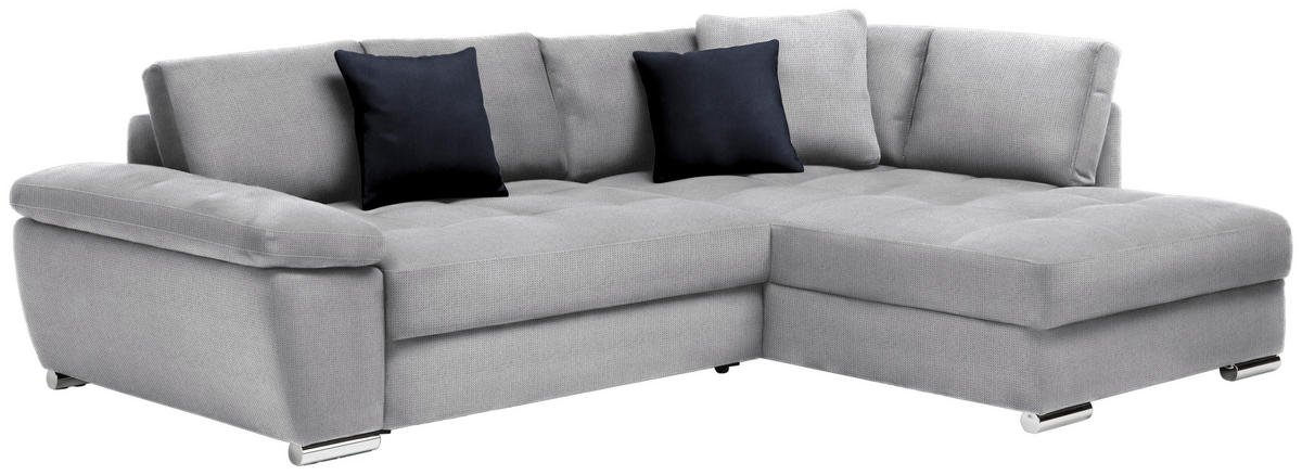 ECKSOFA in Webstoff Hellgrau  276/212 cm  - Chromfarben/Silberfarben, Design, Kunststoff/Textil (276/212cm) - Carryhome