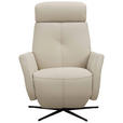 RELAXSESSEL Artù Echtleder Relaxfunktion, Kopfteilverstellung, Rücken echt    - Creme, Design, Leder (71/110/80cm) - Novel