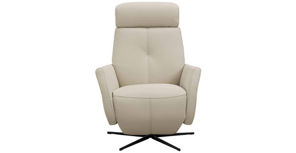RELAXSESSEL Artù Echtleder Relaxfunktion, Kopfteilverstellung, Rücken echt    - Creme, Design, Leder (71/110/80cm) - Novel