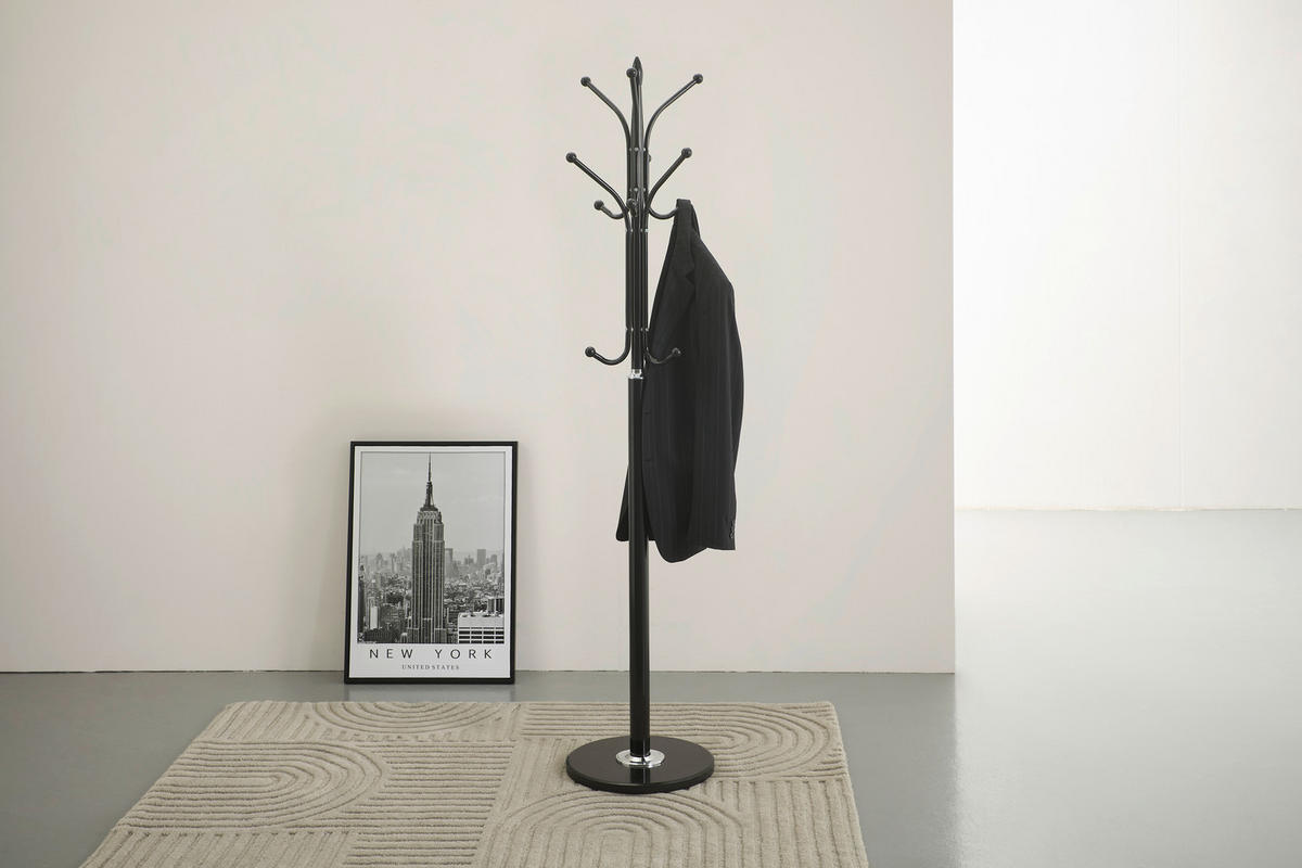 KLEIDERSTÄNDER in Schwarz 37/179/37 cm   - Schwarz, Basics, Kunststoff/Stein (37/179/37cm) - Carryhome