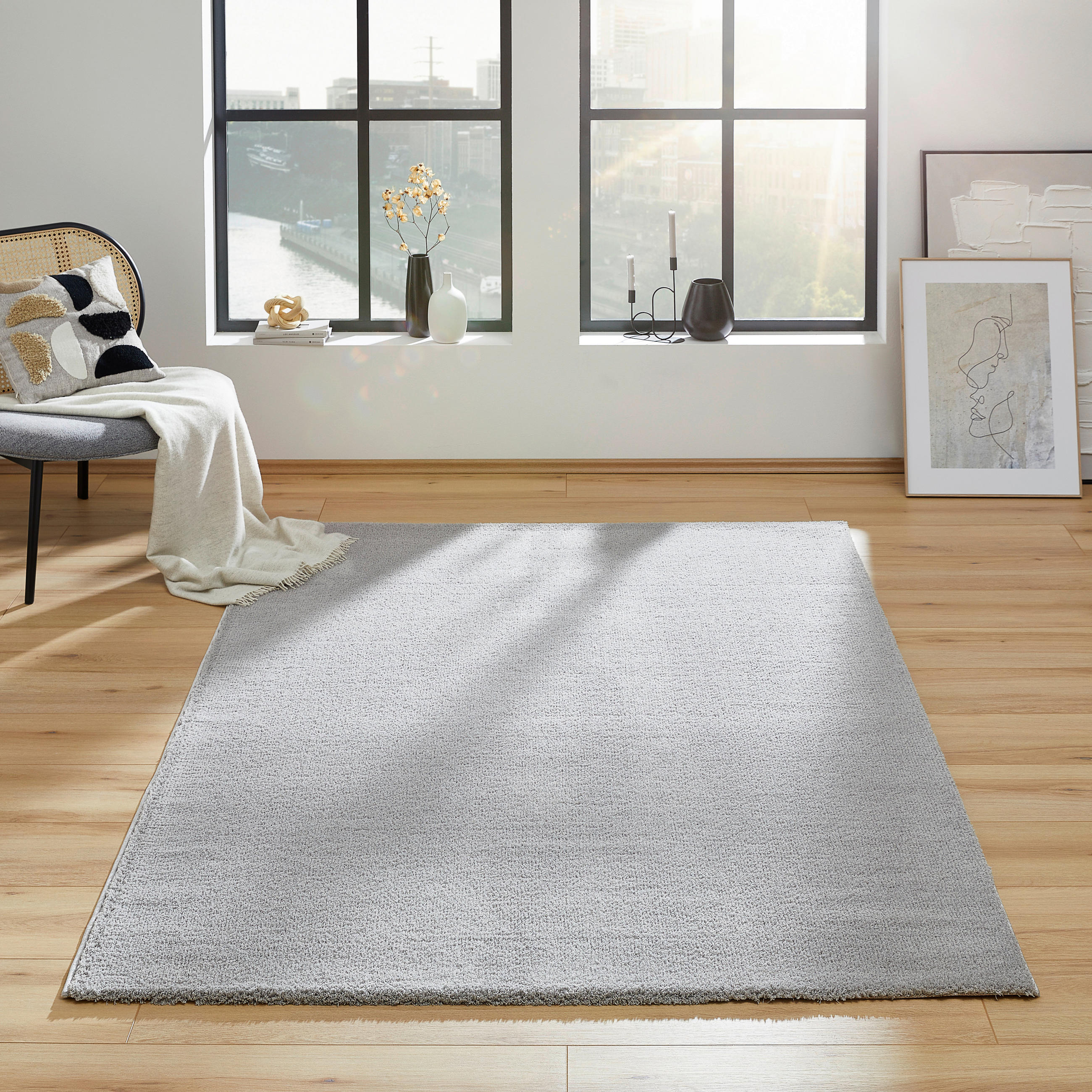 WEBTEPPICH 160/230 cm Hellgrau  - Hellgrau, Basics, Kunststoff/Textil (160/230cm) - Novel
