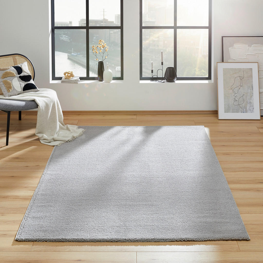 Thumbnail - Novel Webteppich, Hellgrau, Kunststoff, Uni, rechteckig, 160x230 cm, Oeko-Tex® Standard 100, Global Recycled Standard (G...
