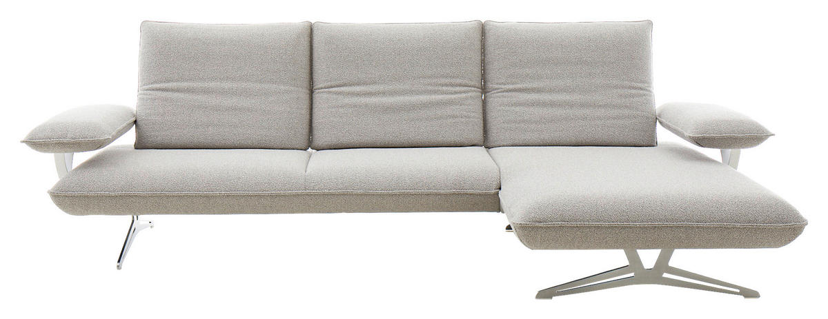 ECKSOFA Flachgewebe Grau  - Edelstahlfarben/Grau, Design, Textil/Metall (316/161cm) - Koinor