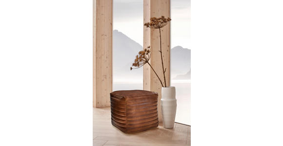 HOCKER Echtleder Cognac  - Cognac, LIFESTYLE, Leder (40/40/40cm) - Landscape