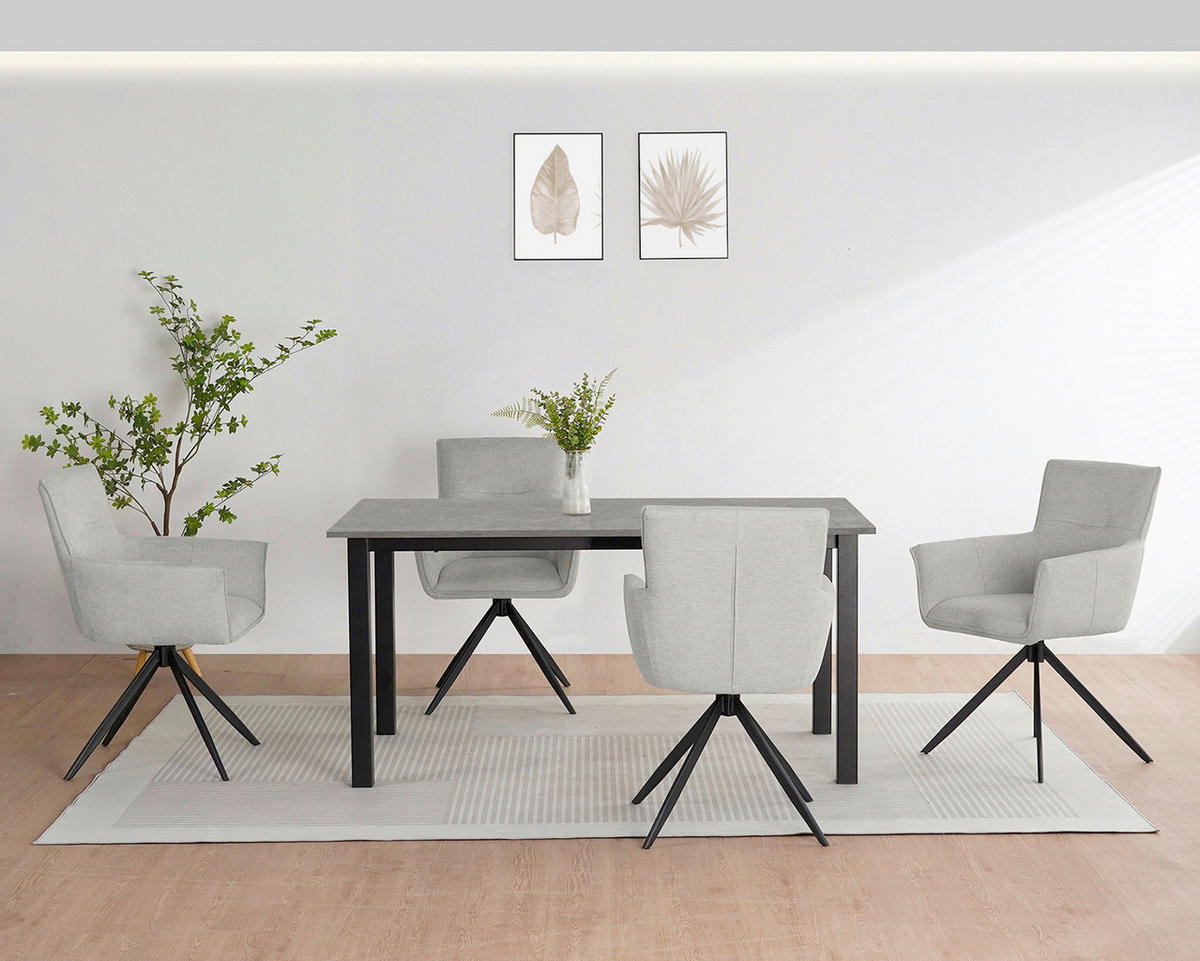 ESSTISCH 160/90/76 cm Nachbildung  Metall, Holzwerkstoff gastro- und objekttauglich rechteckig Grau  - Schwarz/Grau, MODERN, Holzwerkstoff/Metall (160/90/76cm) - MID.YOU